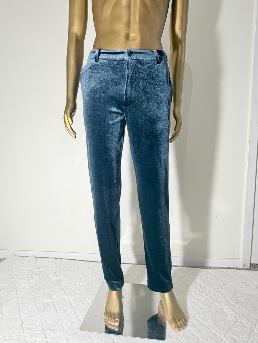 Men's velvet Pants in a dark gray / graphite Classic Straight Fit.